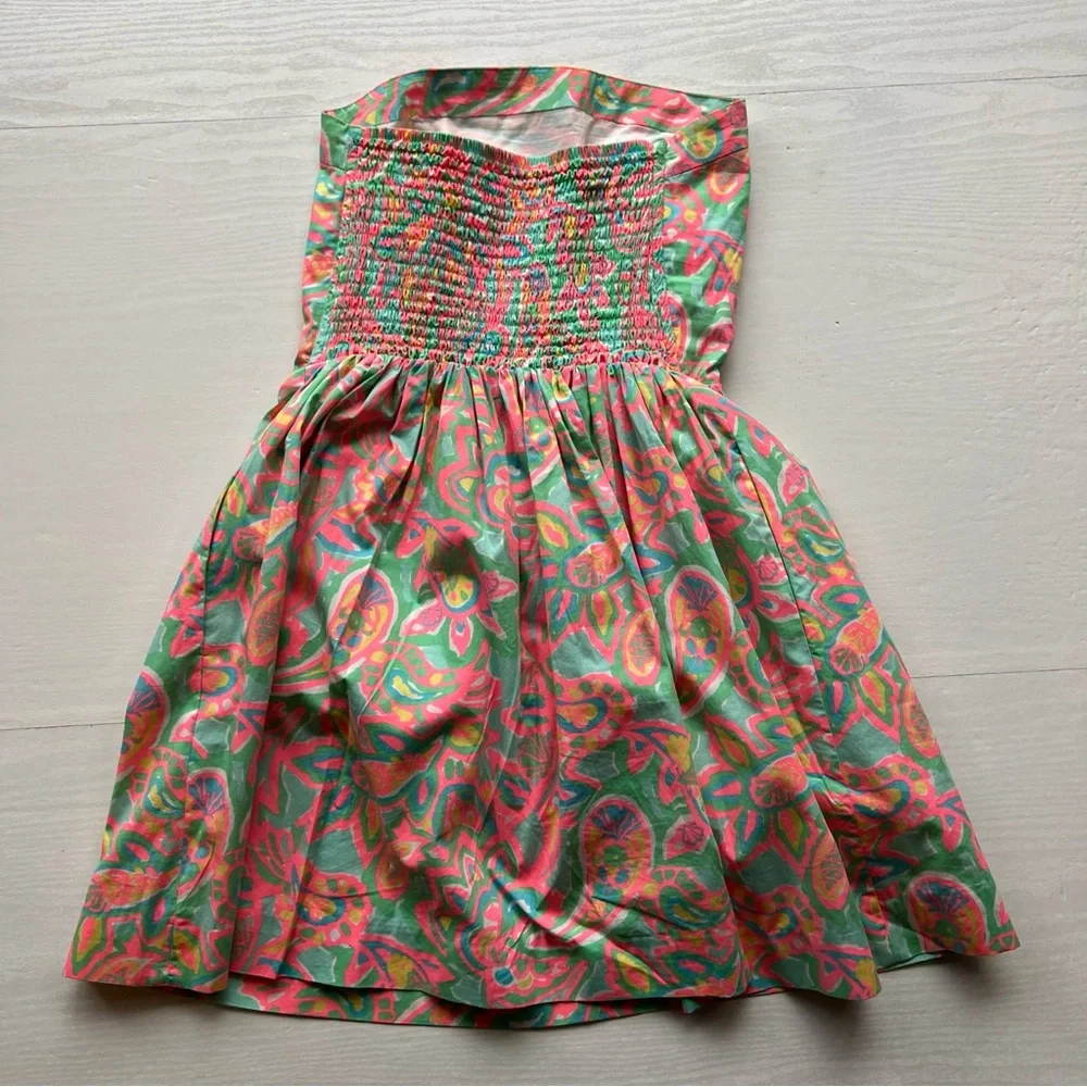 Lilly Pulitzer Chandie Strapless Dress Womens Small Make A Splash Sand Bar - Picture 7 of 14